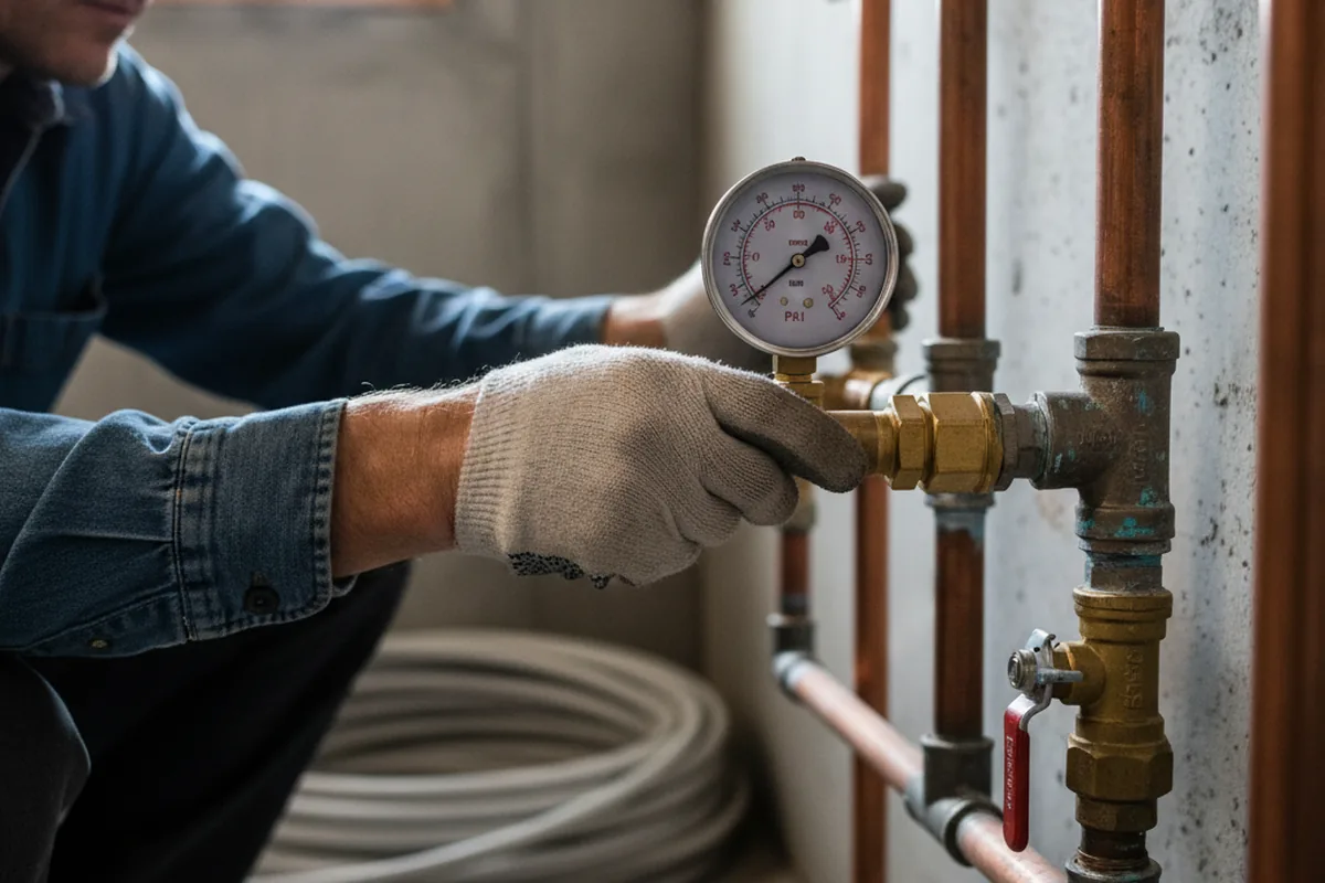 Pressure testing a repaired line during Water Line Repair in Wayland